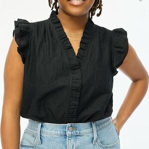 J. Crew Factory Eyelet Button Front Blouse
